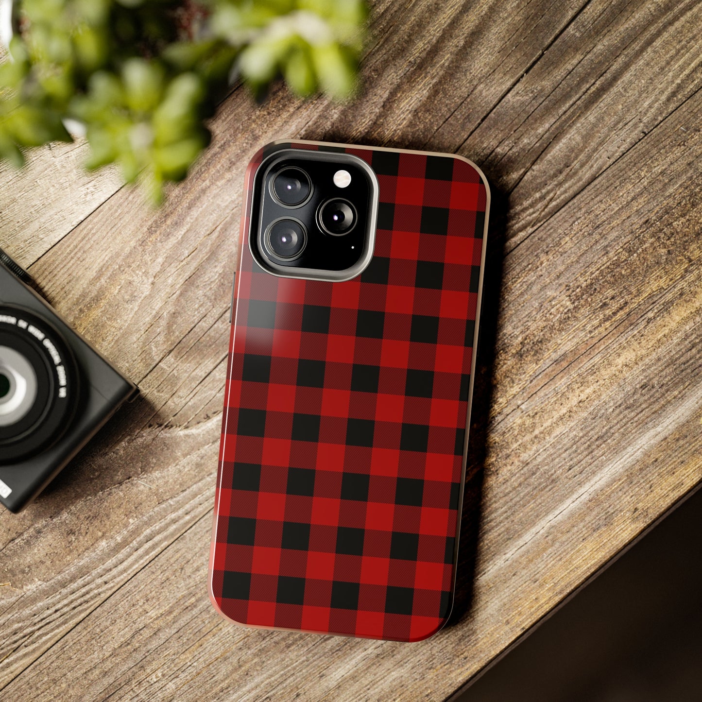 Red and Black Plaid Tough Phone Cases