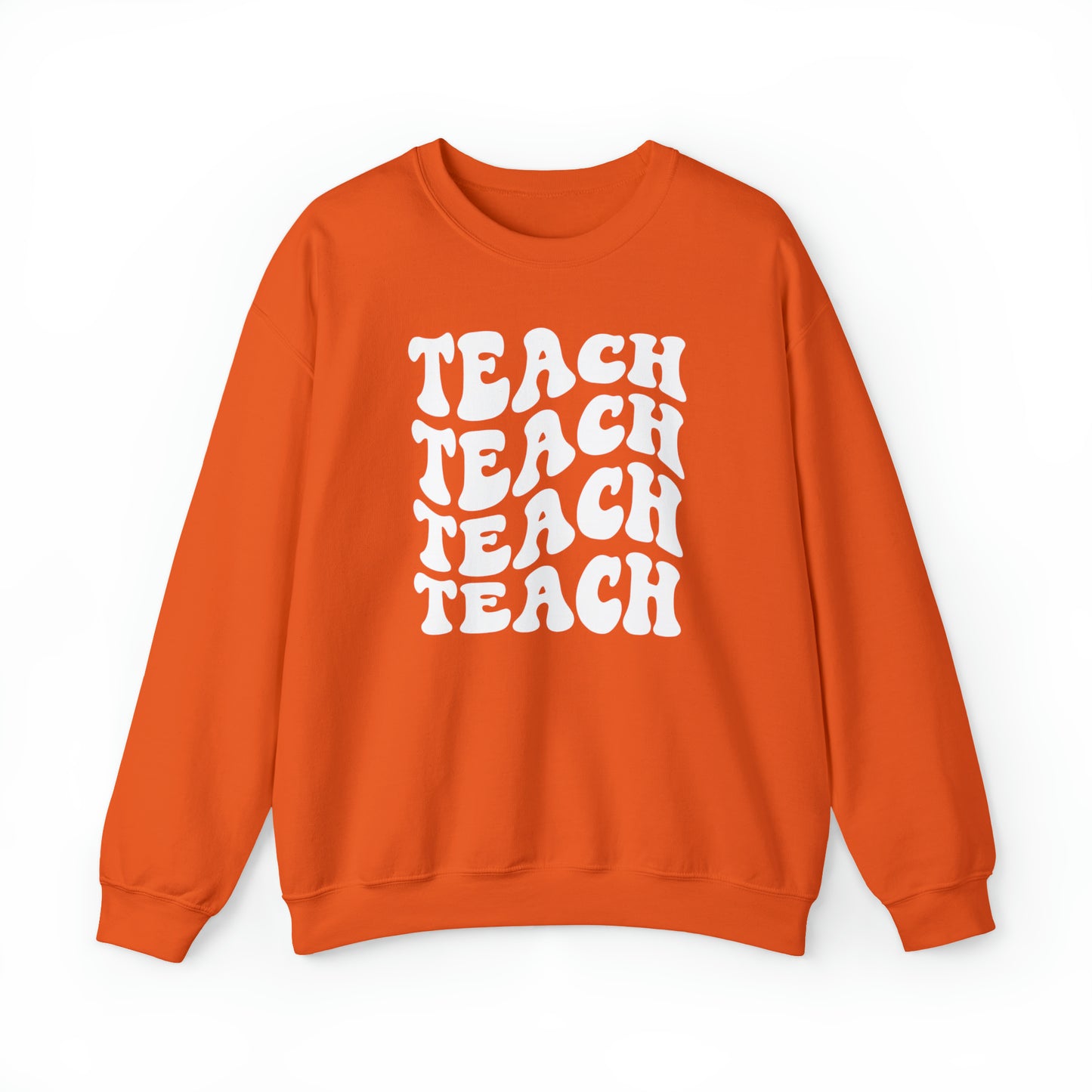 Teach Teach Teach Teach White Logo Unisex Heavy Blend™ Crewneck Sweatshirt