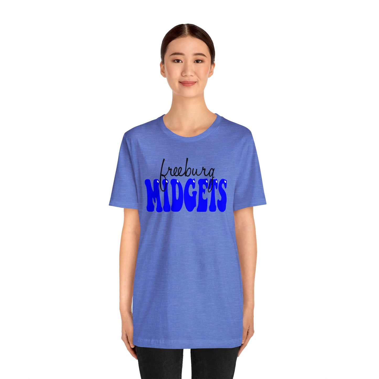 Freeburg Midgets Cursive Bubble Logo Bella Jersey Short Sleeve Tee (Unisex)