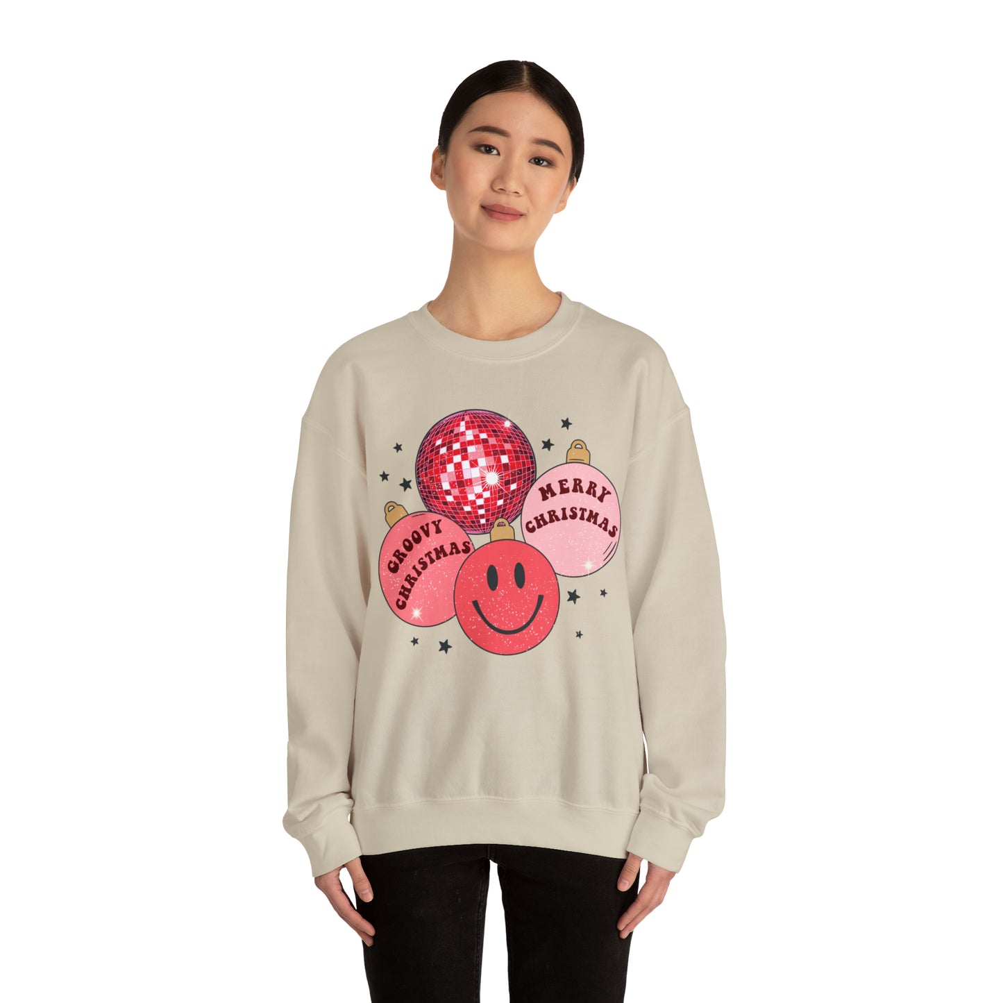 Groovy Christmas Ornaments Unisex Heavy Blend™ Crewneck Sweatshirt