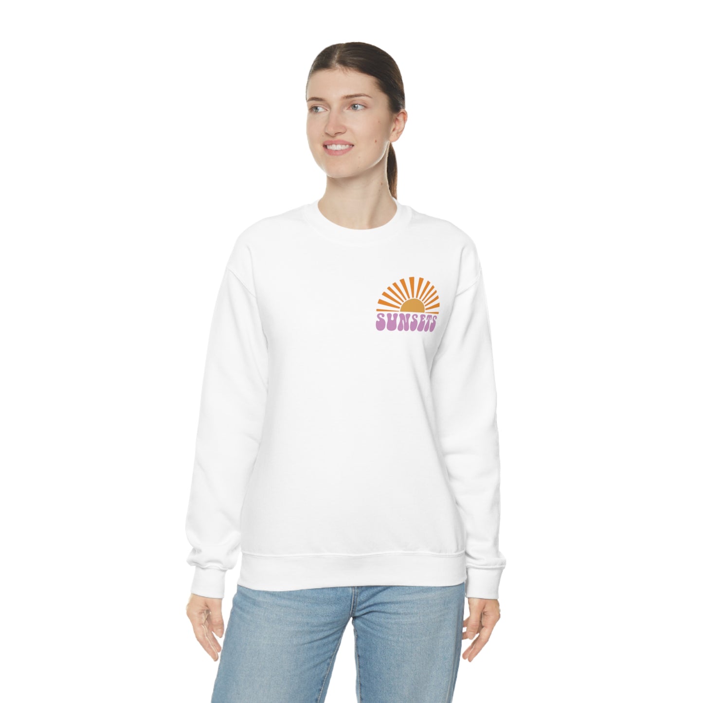 "Forever Chasing Sunsets" (Front & Back Design) - Unisex Heavy Blend™ Crewneck Sweatshirt