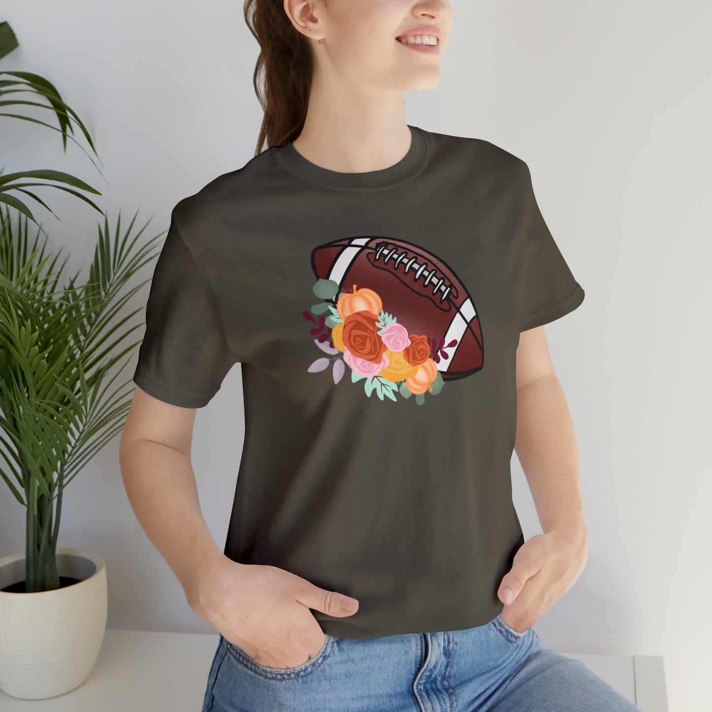 Fall Floral Football  T-Shirt