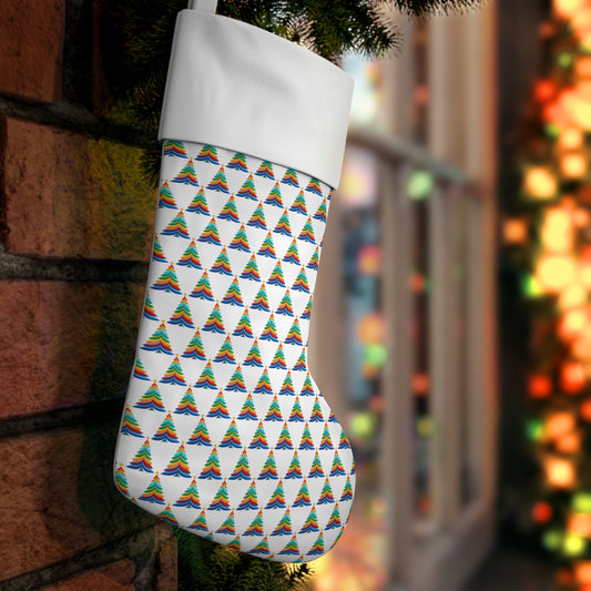 Layered Rainbow Christmas Tree Holiday Stocking