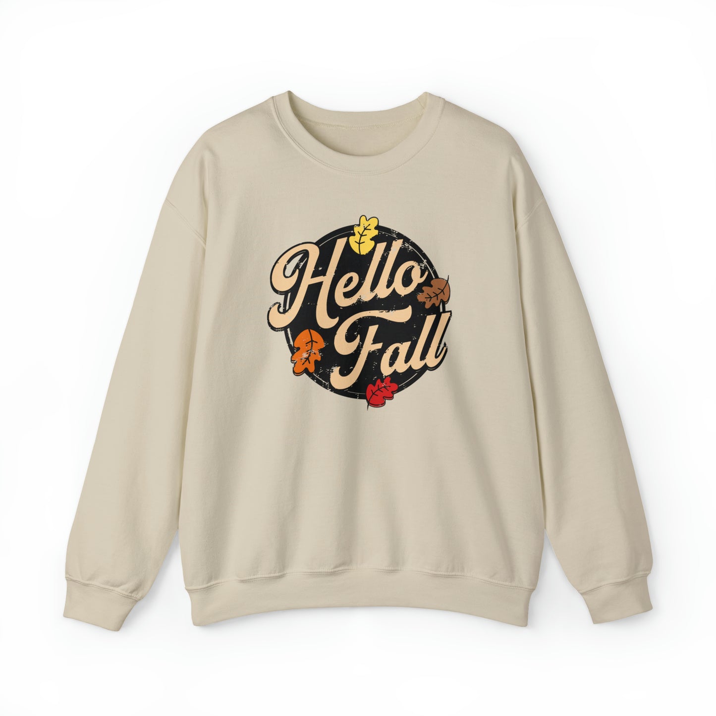 Hello Fall Halloween Retro Warm Colored  Unisex Heavy Blend™ Crewneck Sweatshirt