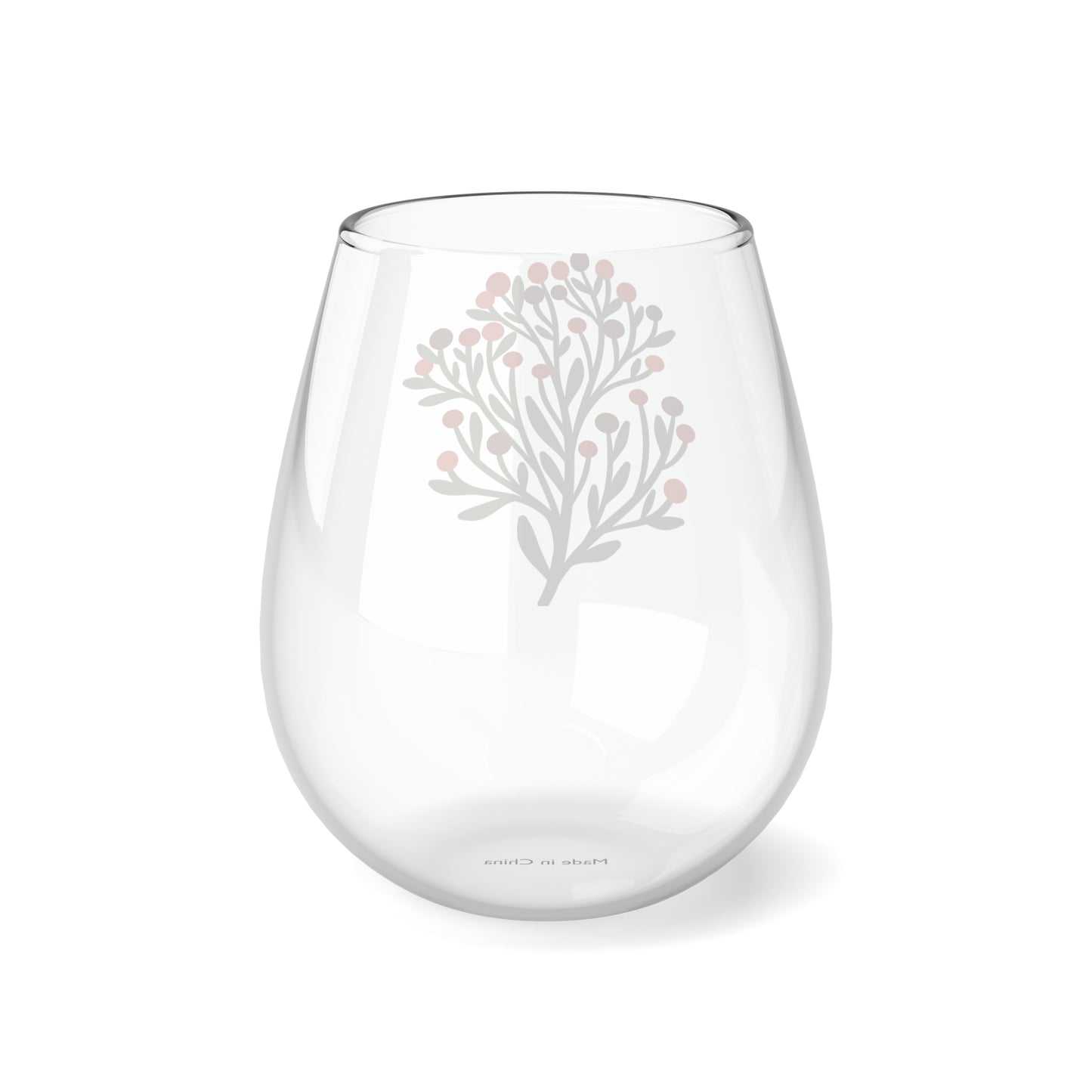 Christmas Berries Stemless Wine/ Glass, 11.75oz