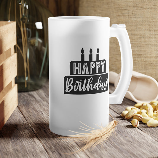 Happy Birthday Frosted Glass Beer Mug