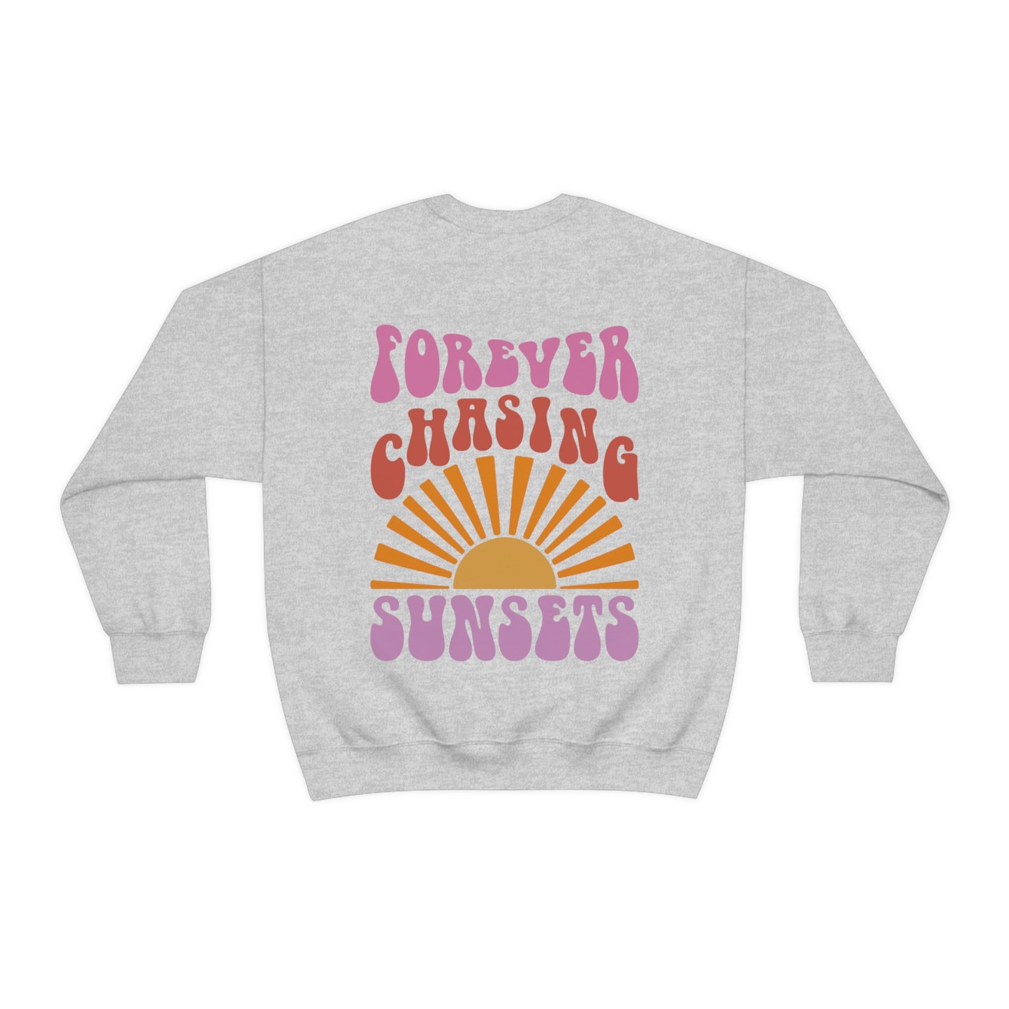 "Forever Chasing Sunsets" (Front & Back Design) - Unisex Heavy Blend™ Crewneck Sweatshirt