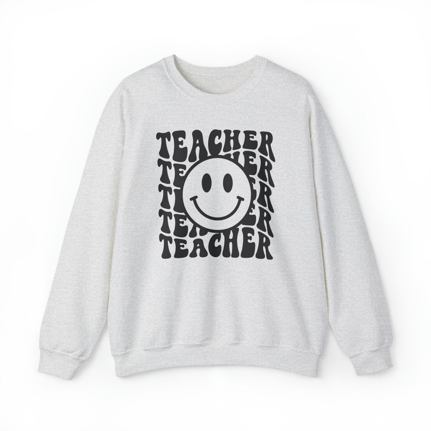 Retro Teacher with Smiley Face Black Logo Unisex Heavy Blend™ Crewneck Sweatshirt