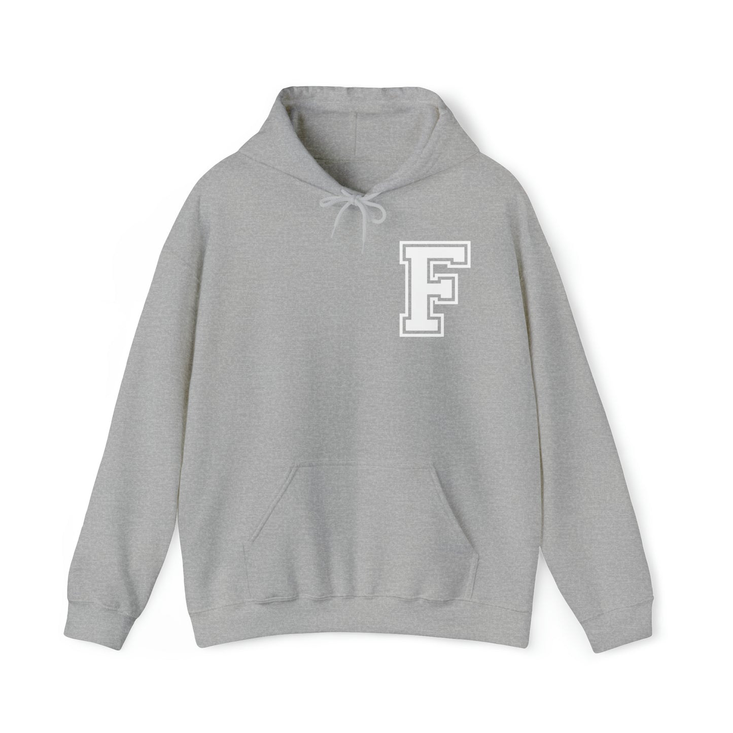 Front to Back Design - Varsity F Vertical Freeburg Midgets Logo Hooded Sweatshirt