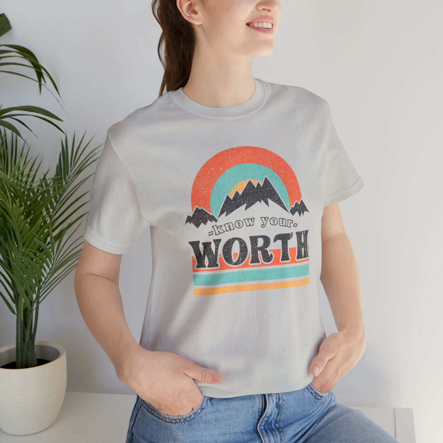 "Know Your Worth" Unisex Jersey Short Sleeve Tee