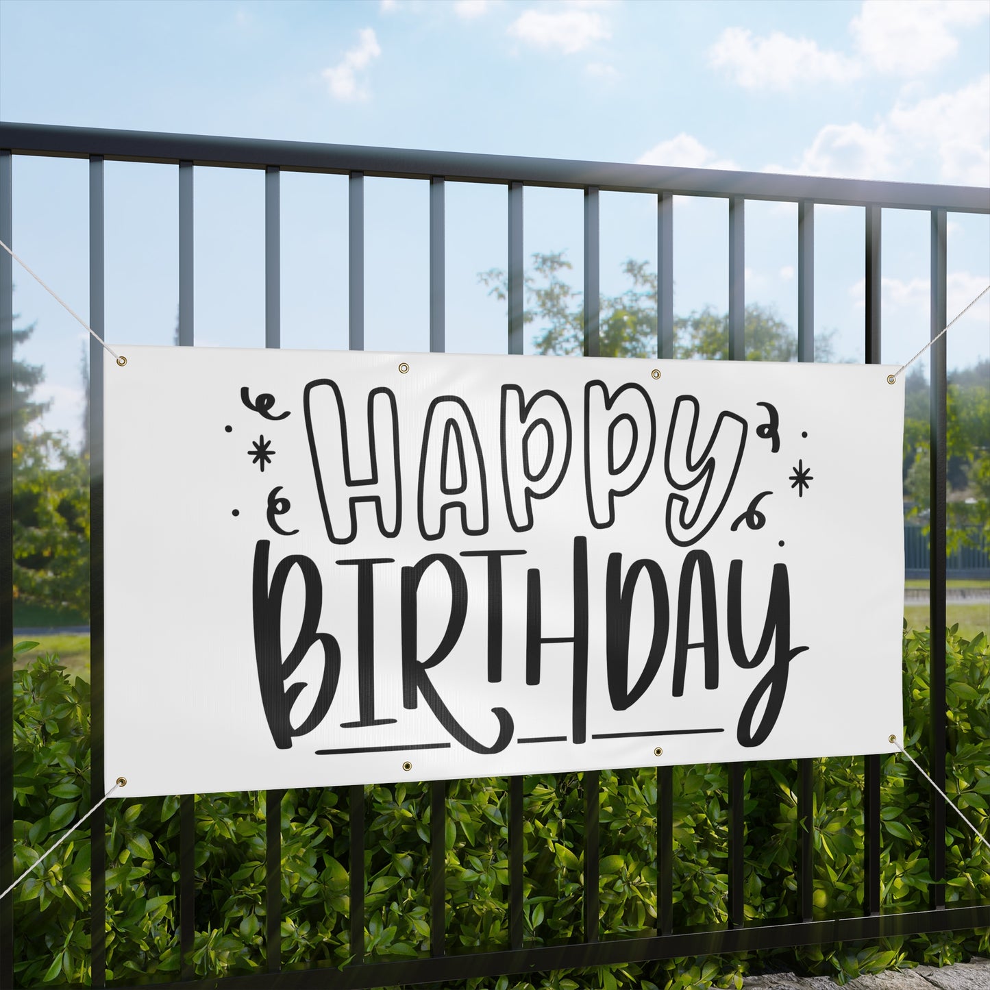 Happy Birthday Matte Banner - White