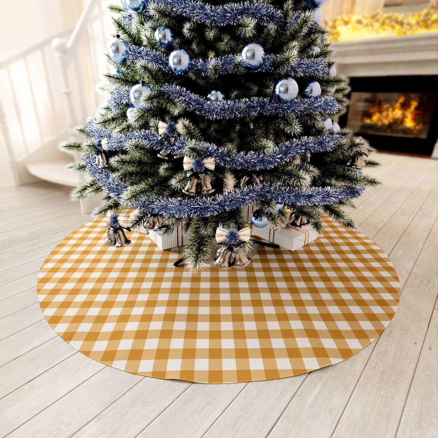 Mustard Gingham Round Tree Skirt