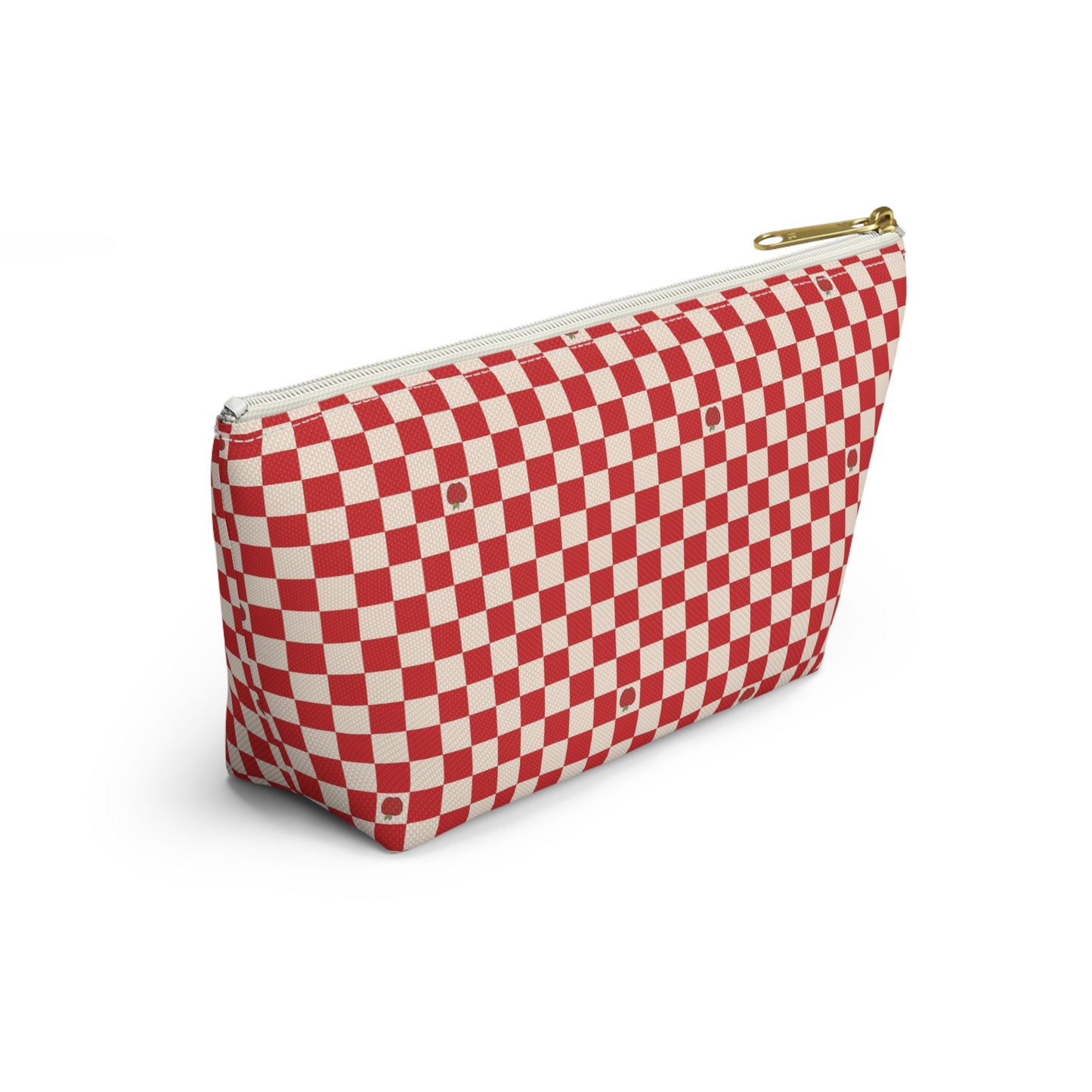 Rustic Apple Red Checkered Print Design Accessory Pouch w T-bottom