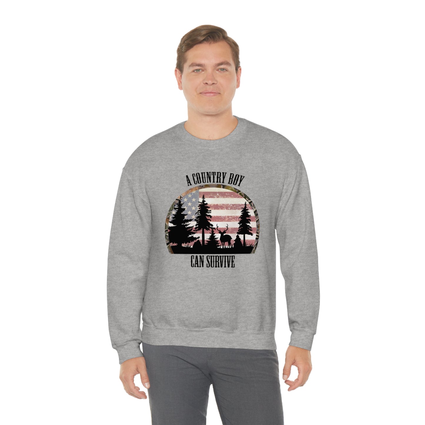 "A Country Boy Can Survive" - Unisex Heavy Blend™ Crewneck Sweatshirt