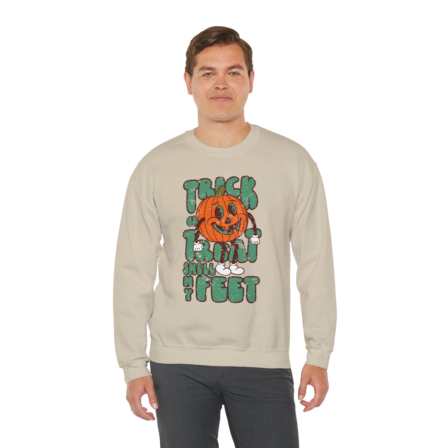 Distressed Trick or Treat Smell My Feet Heavy Blend™ Crewneck Sweatshirt