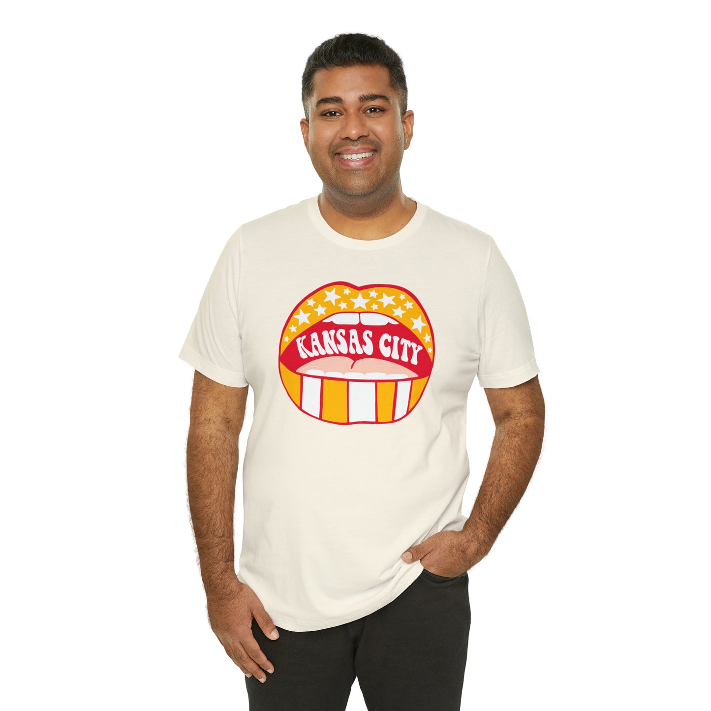 Swift Kelce 87 Football Lips Bella Jersey Short Sleeve Tee (Unisex) - Front and Back Design