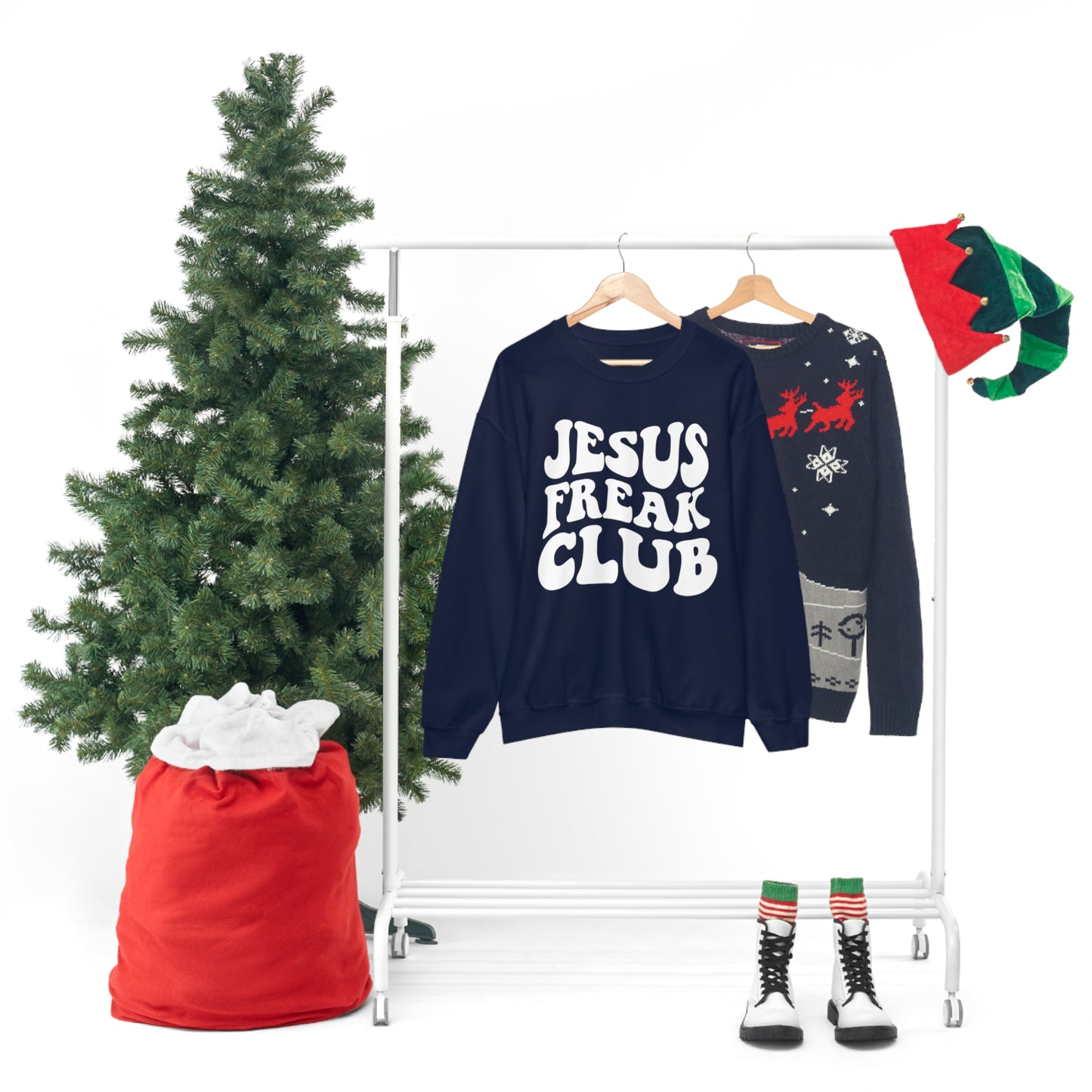 Vintage Jesus Freak Club White Logo Unisex Heavy Blend™ Crewneck Sweatshirt