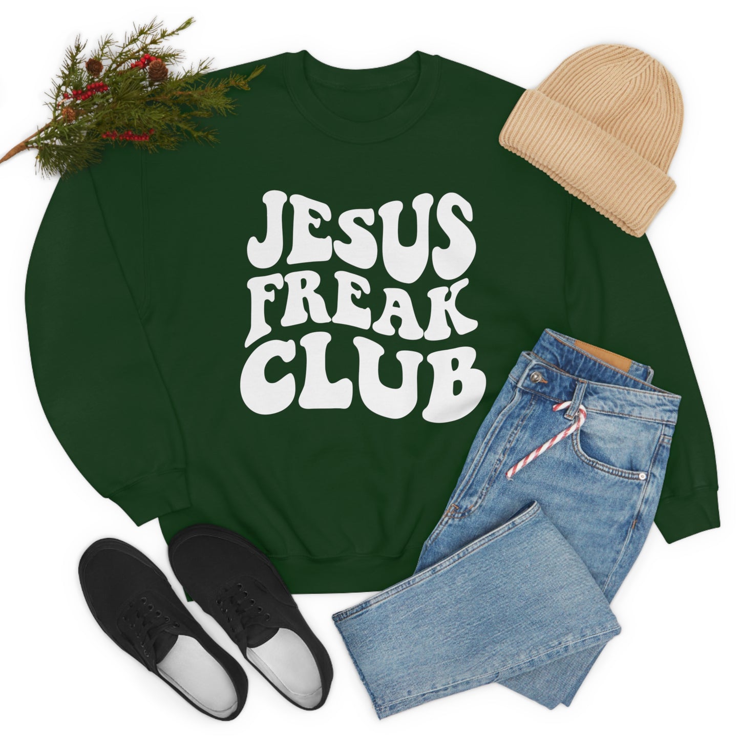 Vintage Jesus Freak Club White Logo Unisex Heavy Blend™ Crewneck Sweatshirt