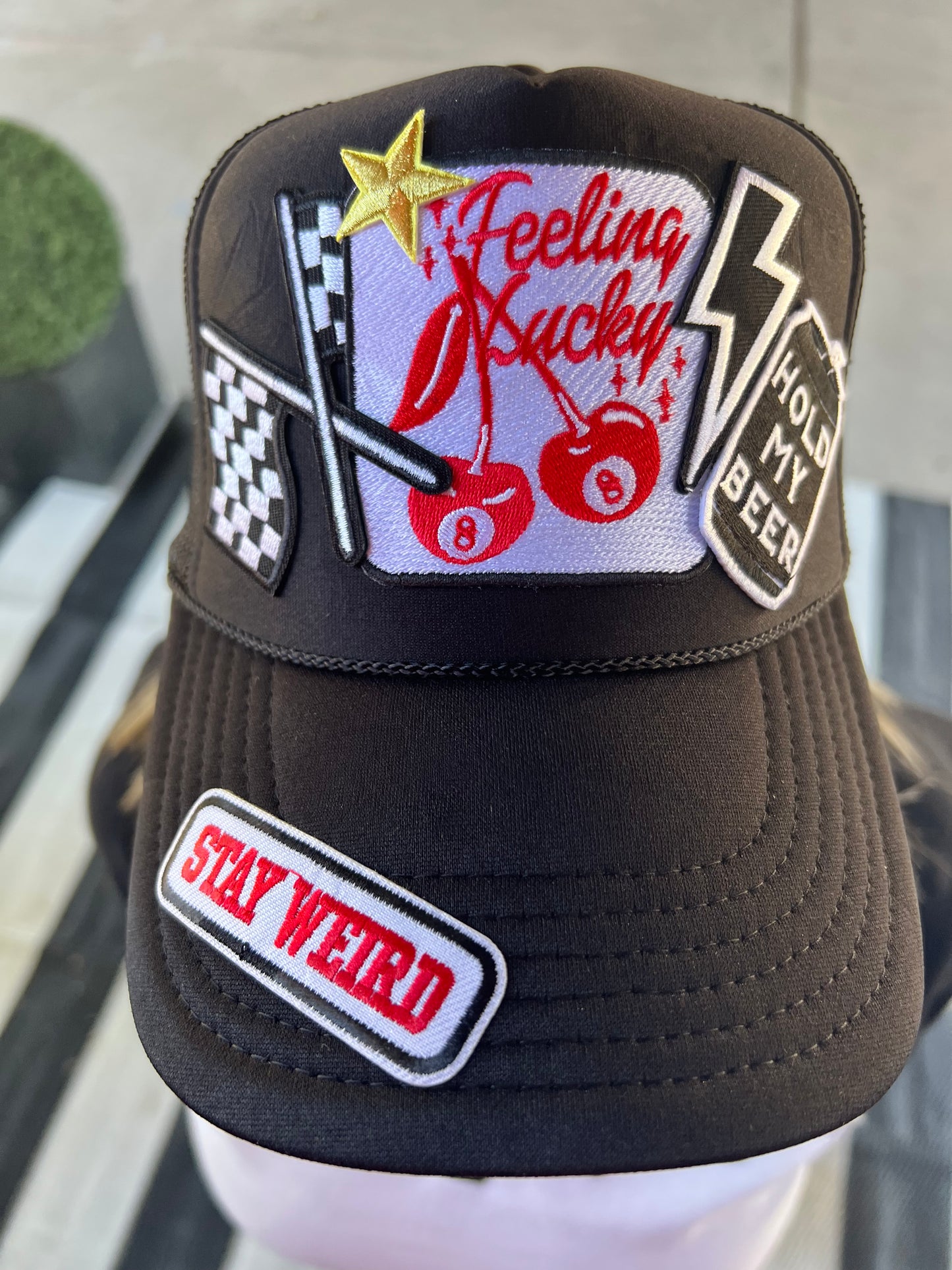 Feeling Lucky Hold My Beer Trucker Hat