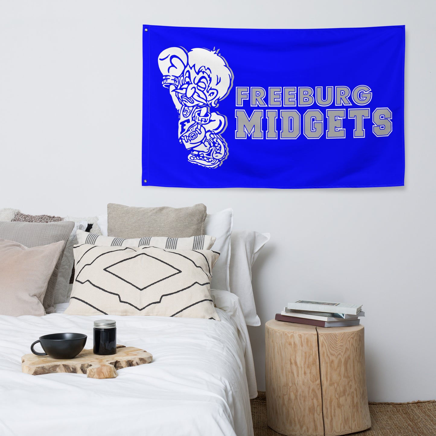 Freeburg Midgets Flag with grommets - Side by Side Image - Blue