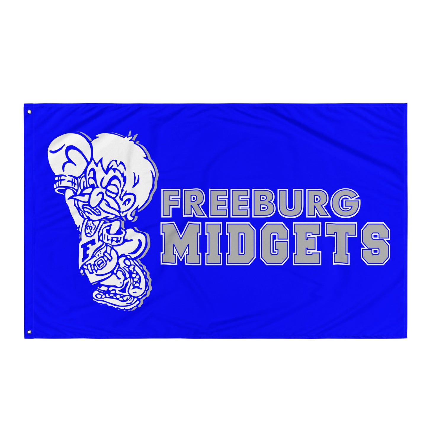 Freeburg Midgets Flag with grommets - Side by Side Image - Blue