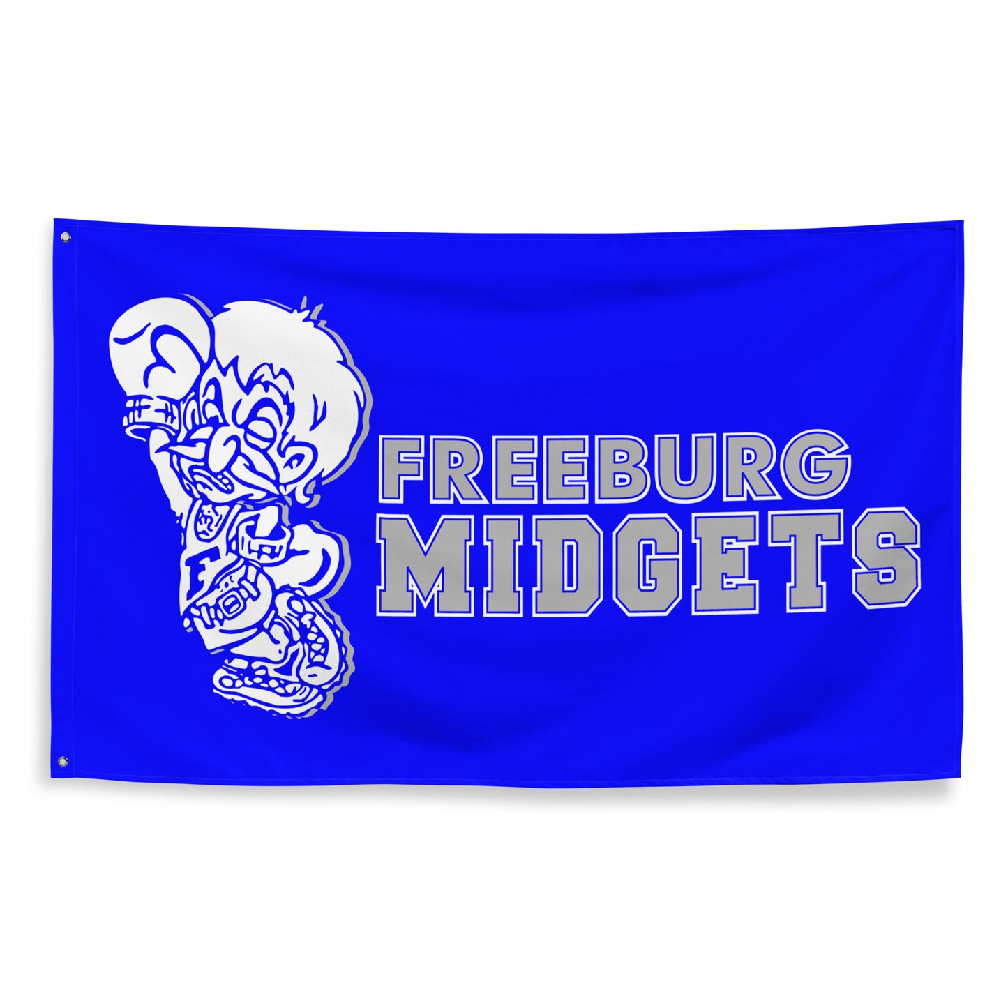 Freeburg Midgets Flag with grommets - Side by Side Image - Blue