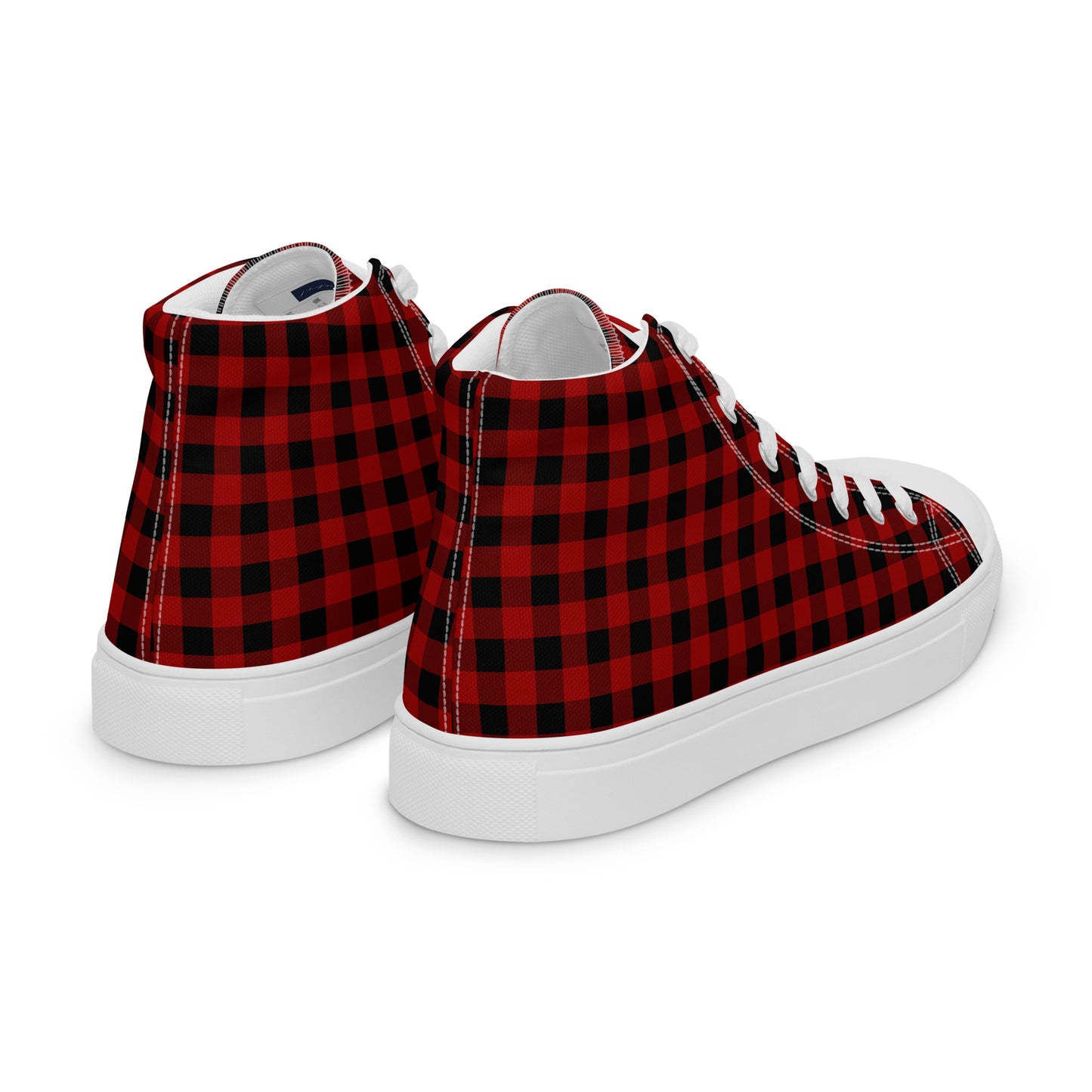 Red and Black Buffalo Plaid Men’s high top canvas shoes