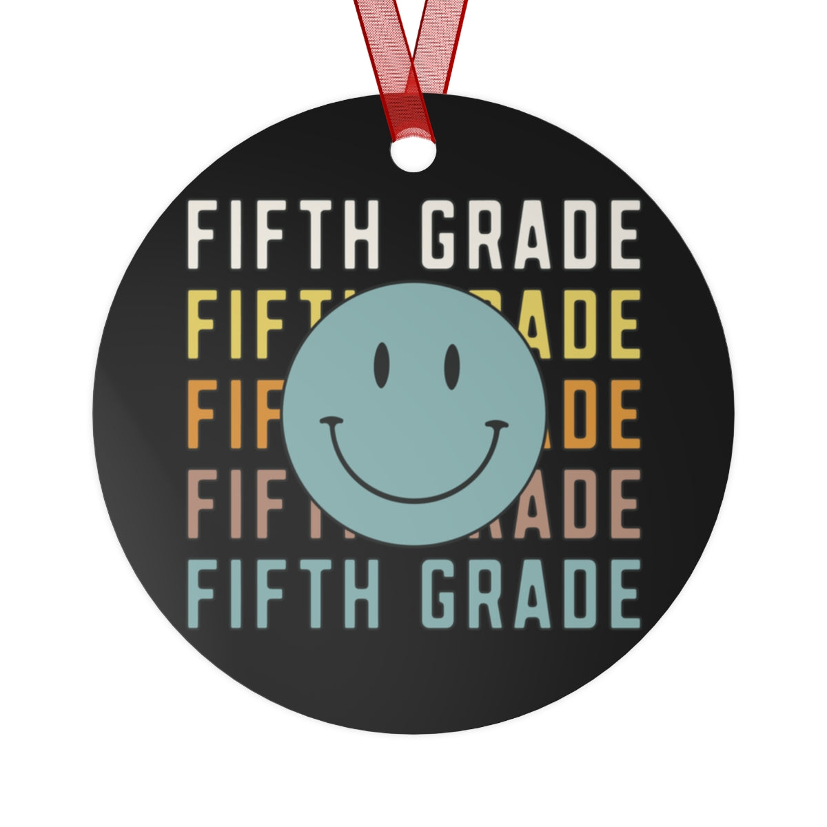 Fifth Grade Black Rustic Boho Metal Ornaments