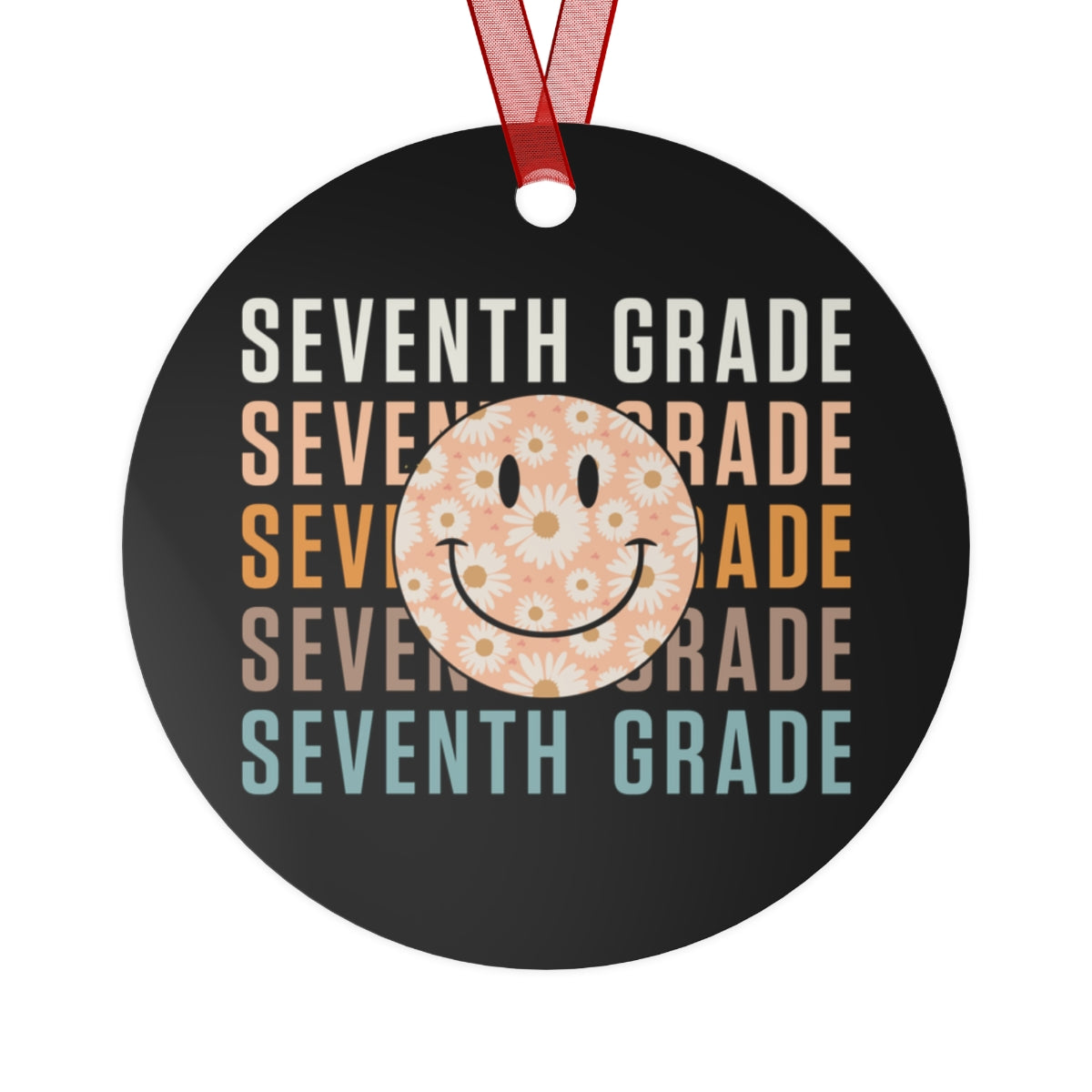 Seventh Grade Black Rustic Boho Metal Ornaments