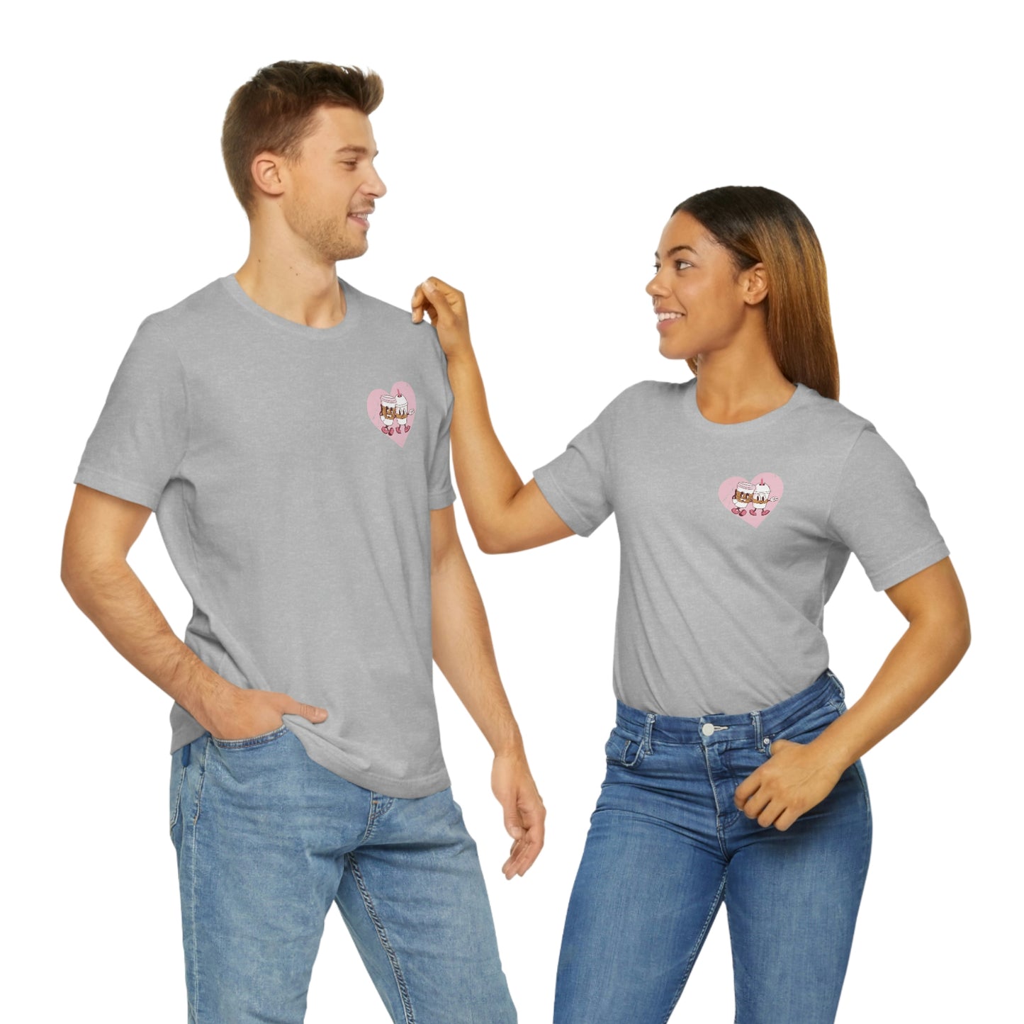 Front and Back Image "I Love You a Latte!"  Unisex Jersey Short Sleeve Tee