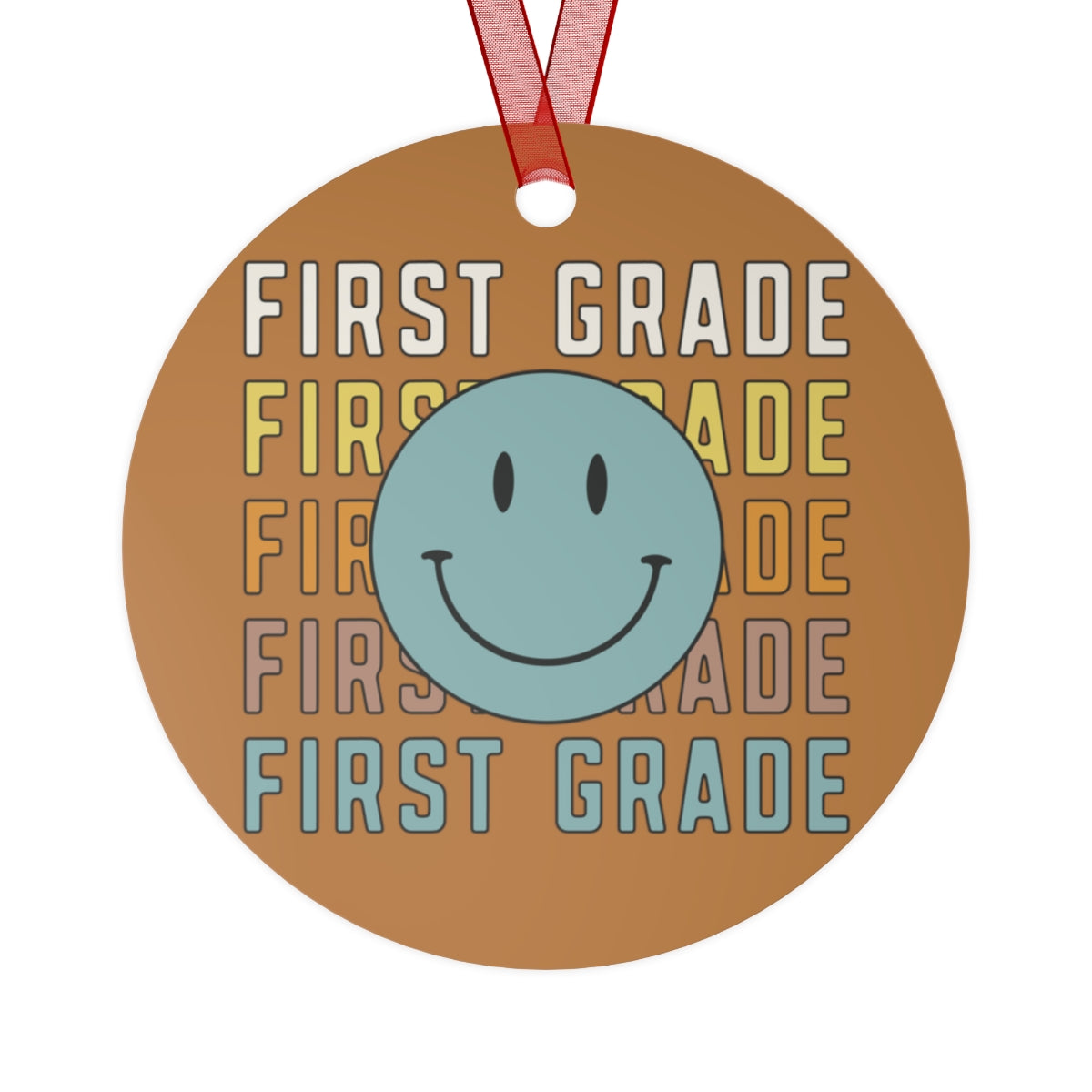 First Grade Light Brown Rustic Boho Metal Ornaments