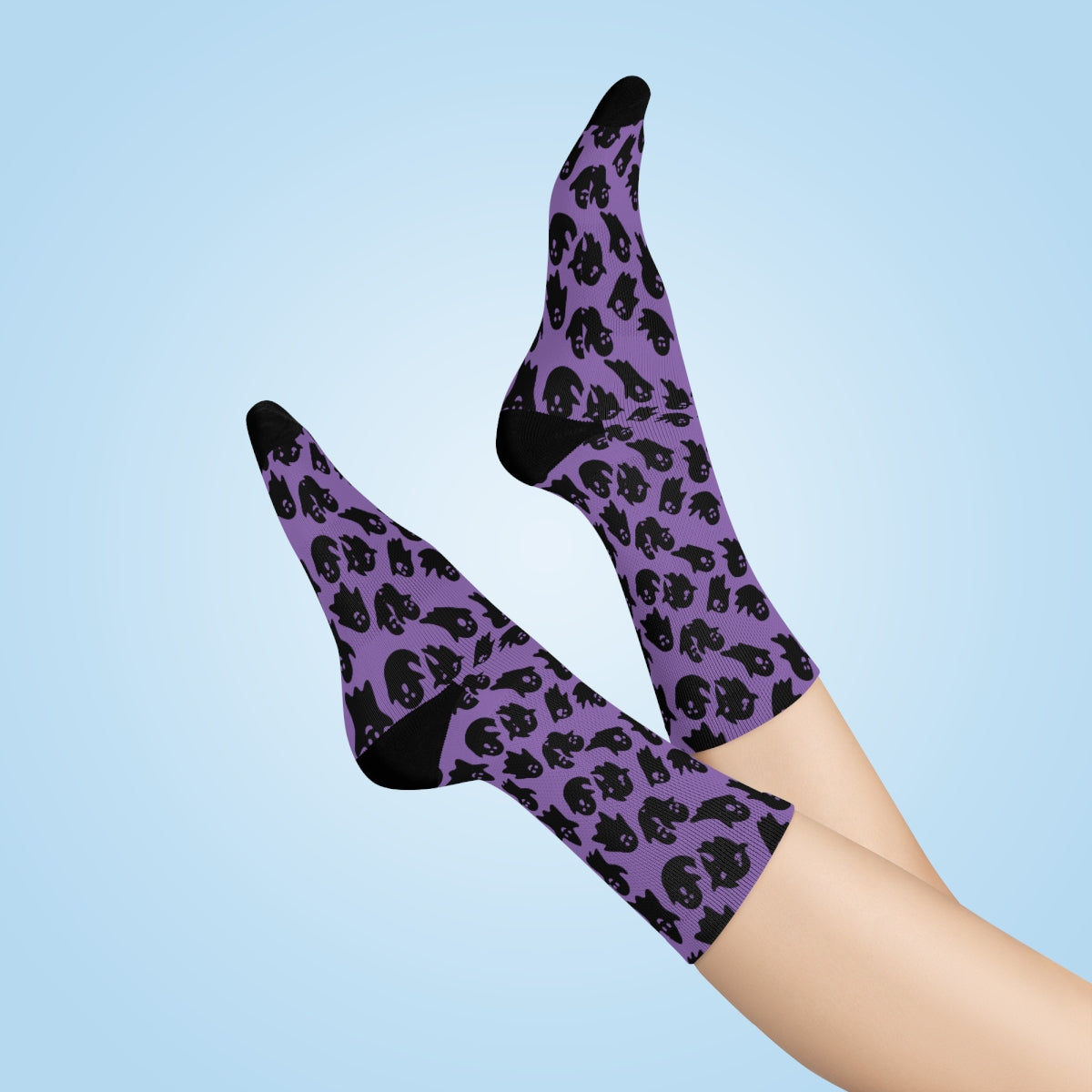 Purple Ghost Pattern Crew Socks