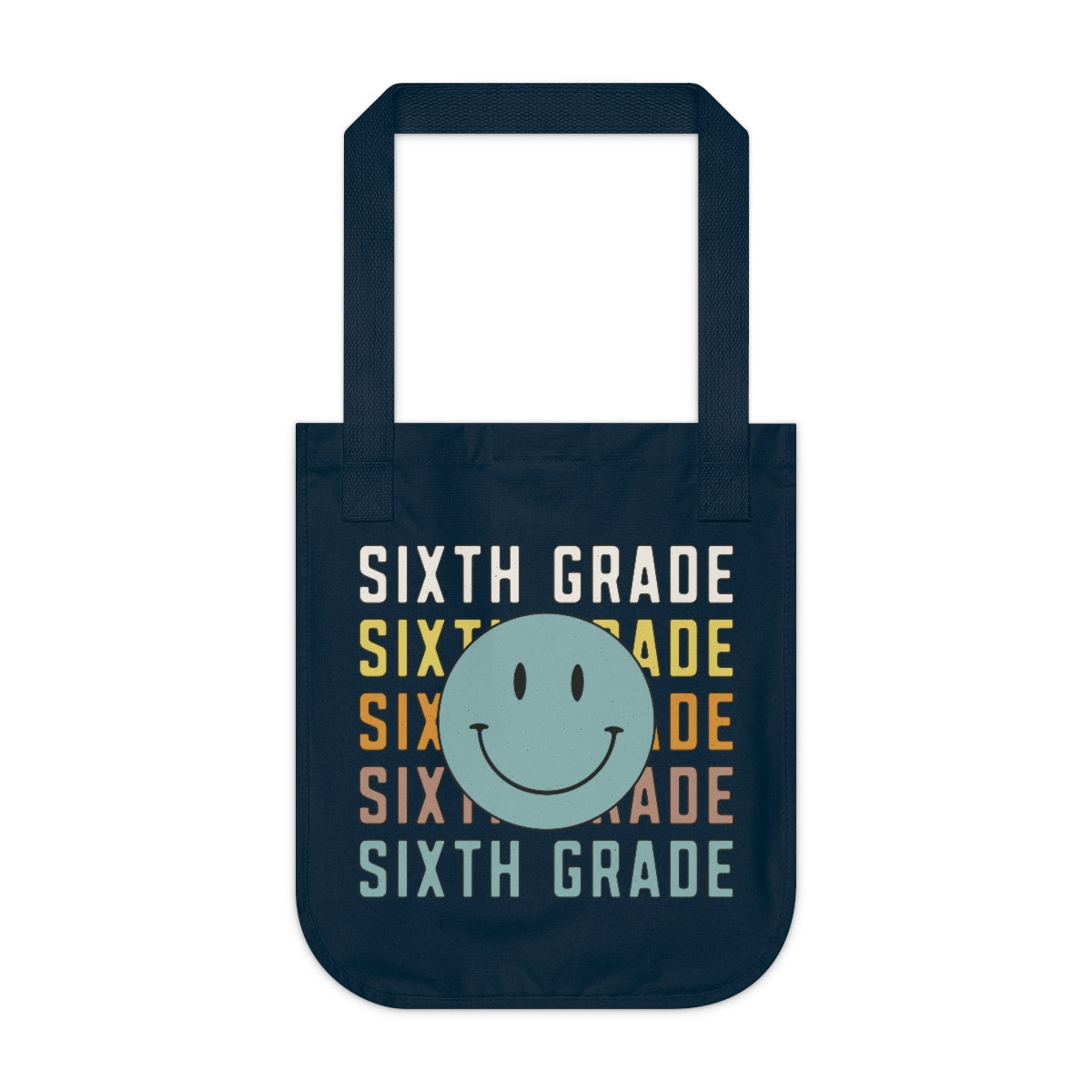 Sixth Grade Smiley Face Organic Canvas Tote Bag