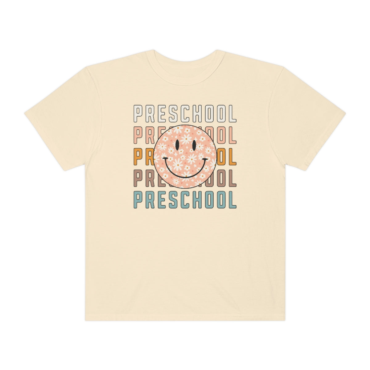 Preschool Smiley Face Warm Colors Unisex Garment-Dyed PREMIUM T-shirt