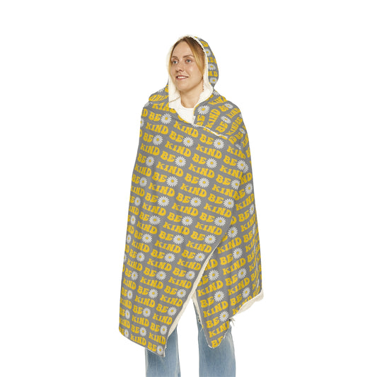 Gray with yellow print "Be Kind" Snuggle Blanket