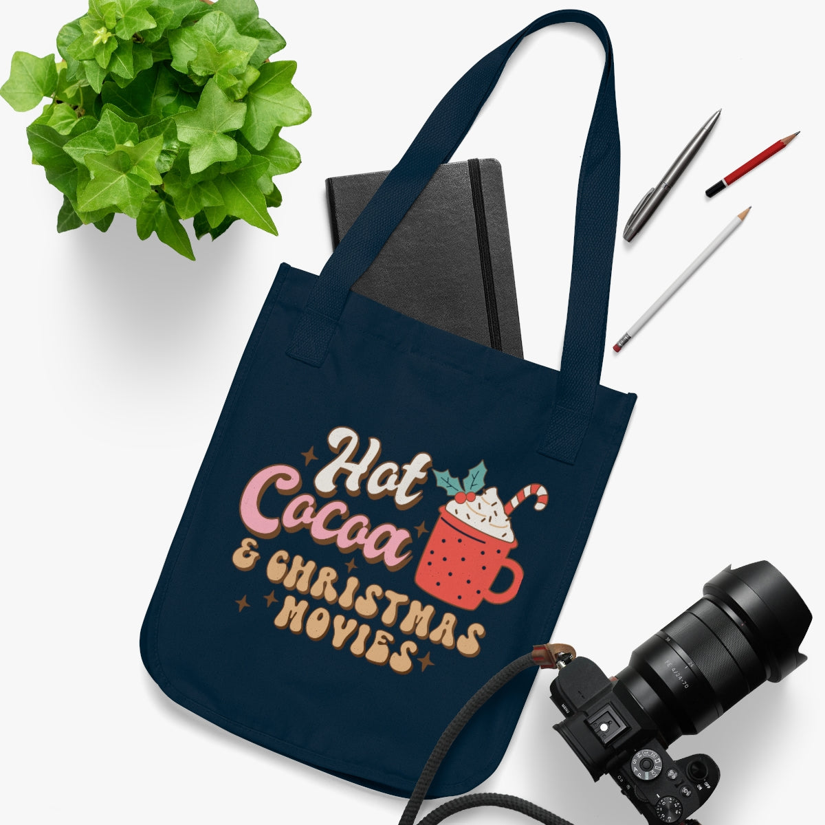 Hot Cocoa and Christmas Movies Canvas Tote Bag