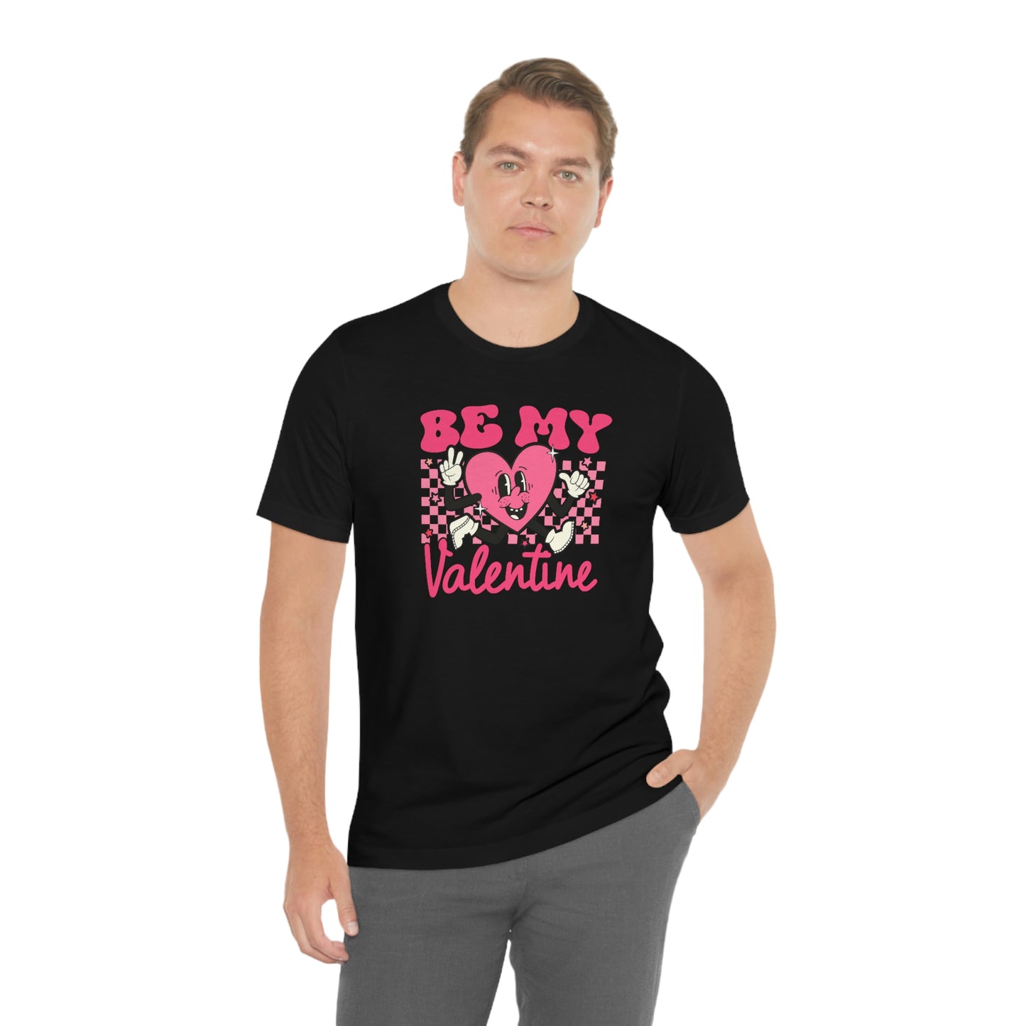 "Be My Valentine Checkerboard"  Unisex Jersey Short Sleeve Tee