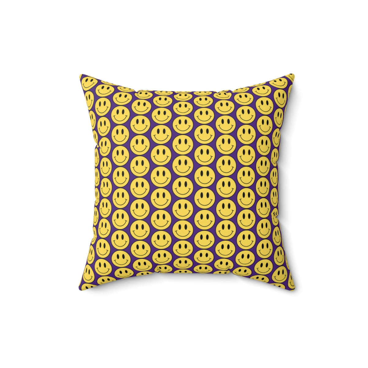 Yellow and Purple Smiley Face Pattern Spun Polyester Square Pillow