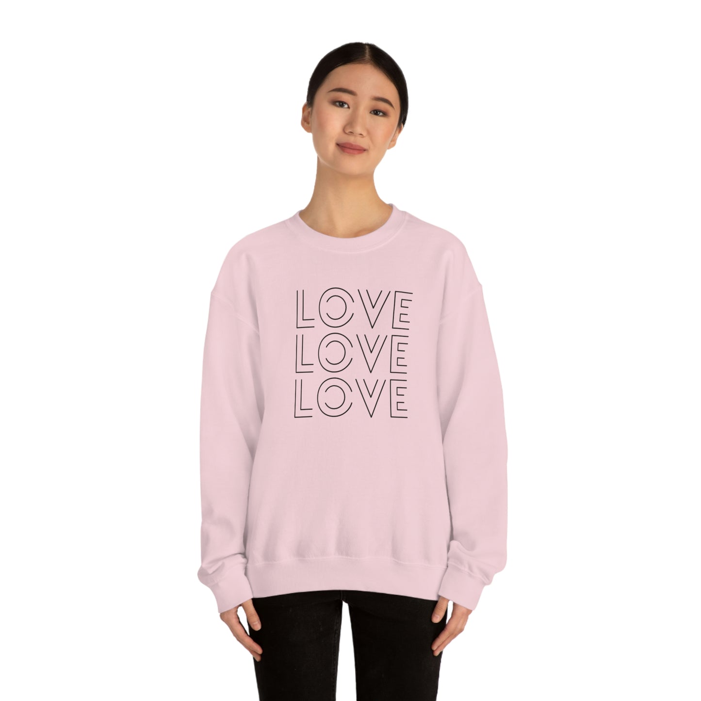 "Love Love Love" Black Print Unisex Heavy Blend™ Crewneck Sweatshirt