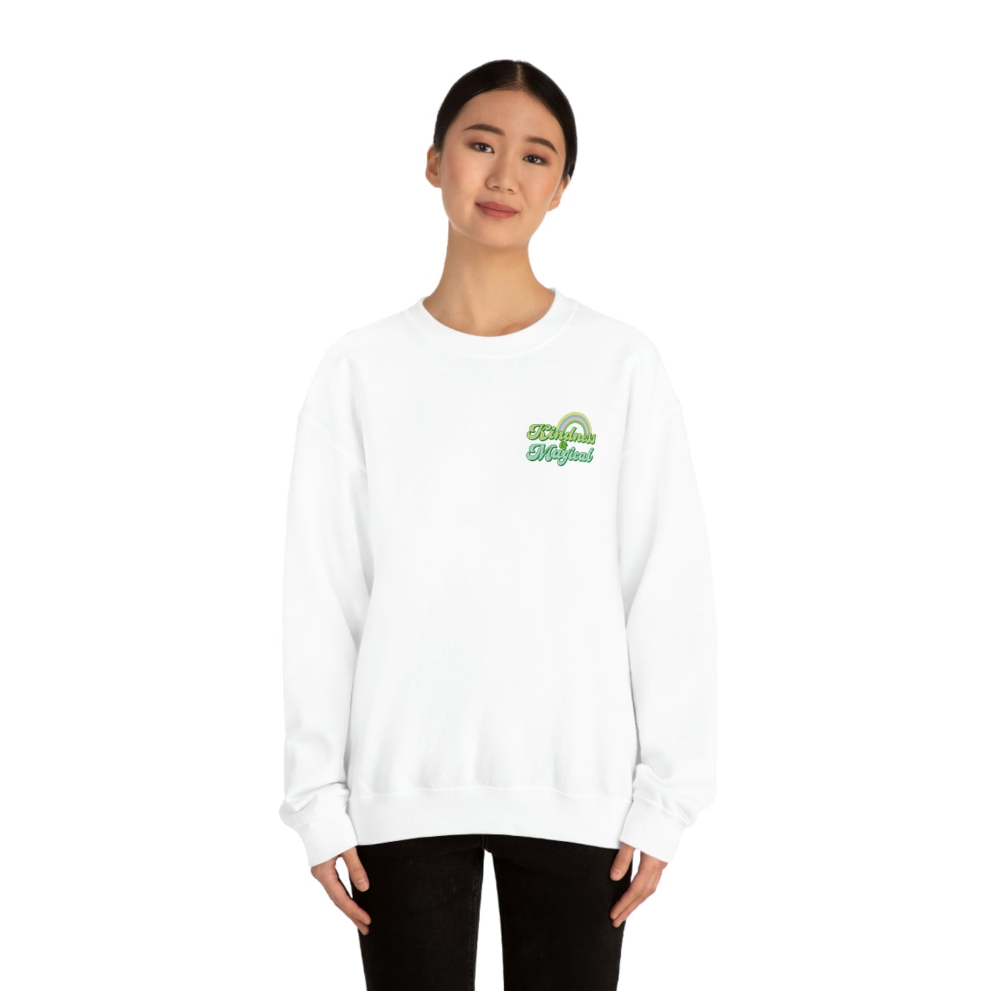 St. Patrick's Day "Kindness is Magical" Front and Back Design Unisex Heavy Blend Crewneck Sweatshirt