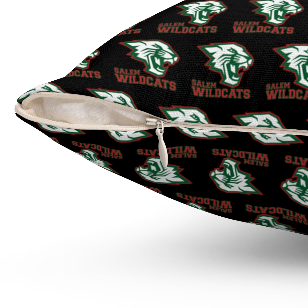 Black Salem Wildcats Spun Polyester Square Pillow