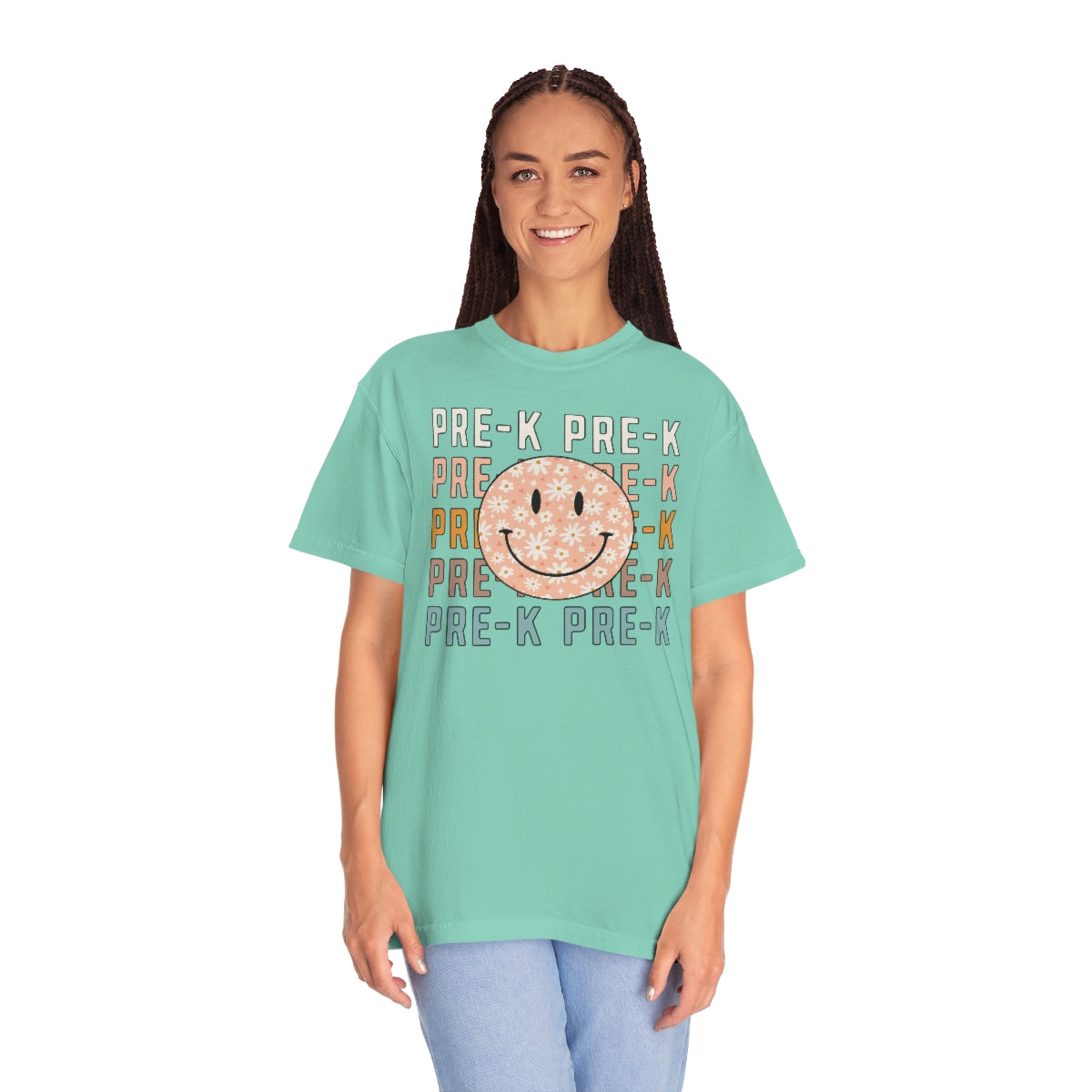 Pre-K Smiley Face Warm Colors Unisex Garment-Dyed PREMIUM T-shirt