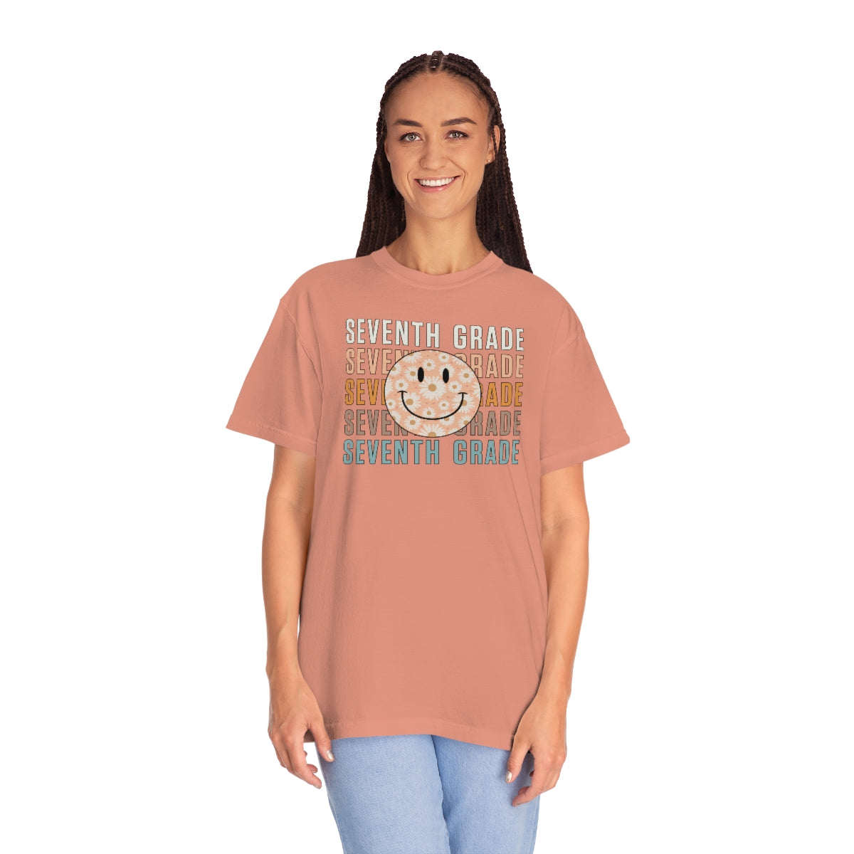 7th Grade Smiley Face Warm Colors Unisex Garment-Dyed PREMIUM T-shirt