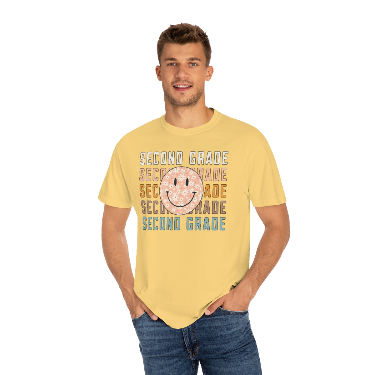 2nd Grade Smiley Face Warm Colors Unisex Garment-Dyed PREMIUM T-shirt