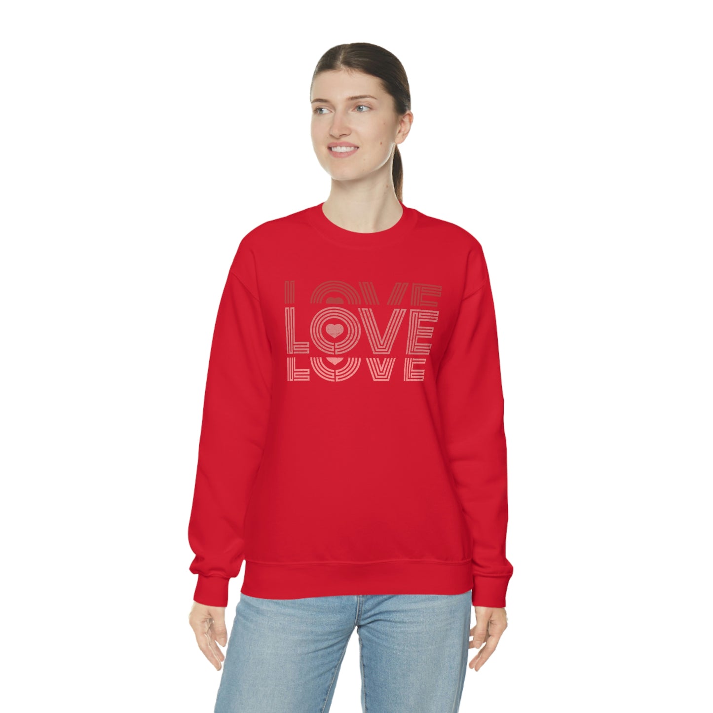 "Love Love Love" Red Graduated Print Unisex Heavy Blend™ Crewneck Sweatshirt