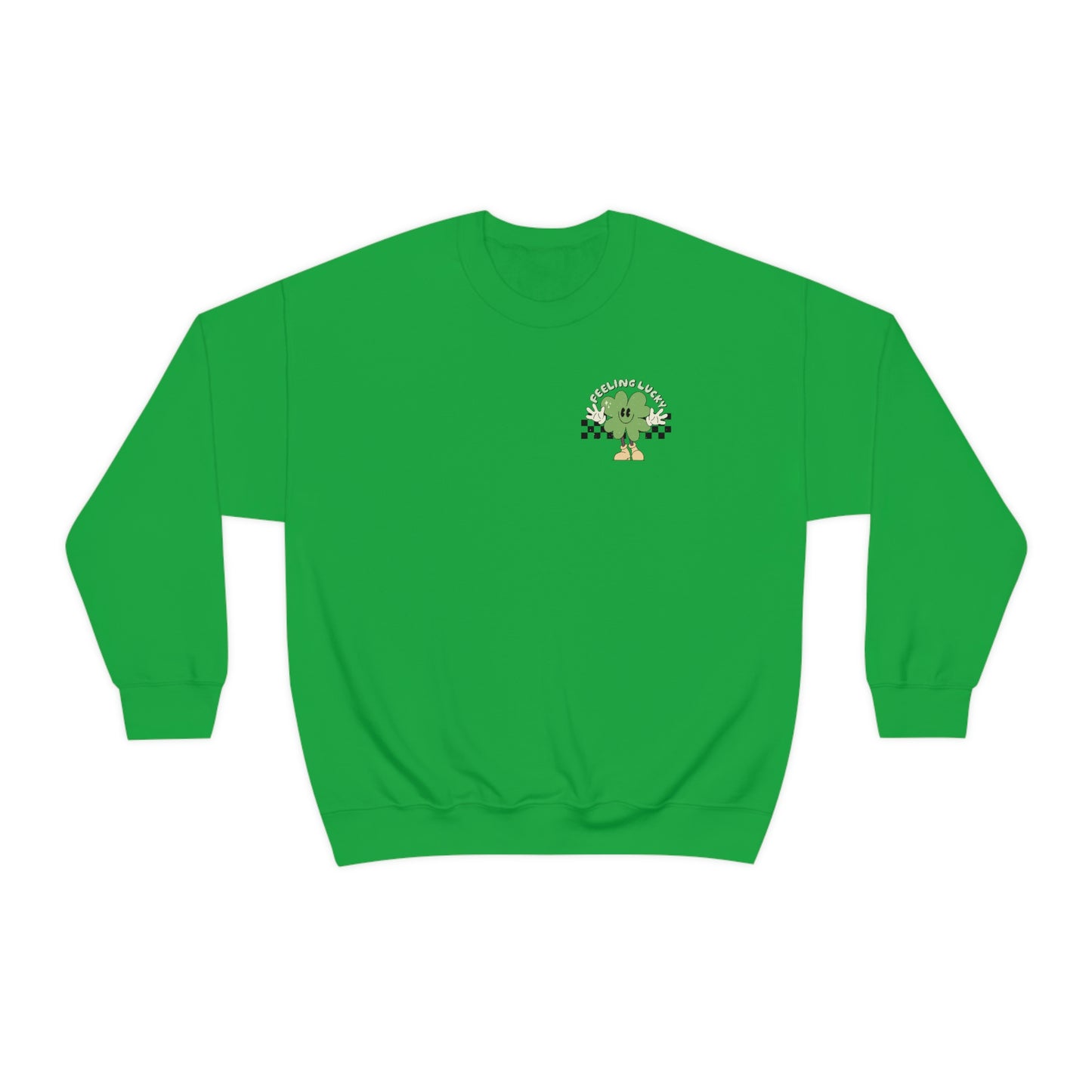 St. Patrick's Day "Feeling Lucky Shamrock" Front and Back Design Unisex Heavy Blend Crewneck Sweatshirt