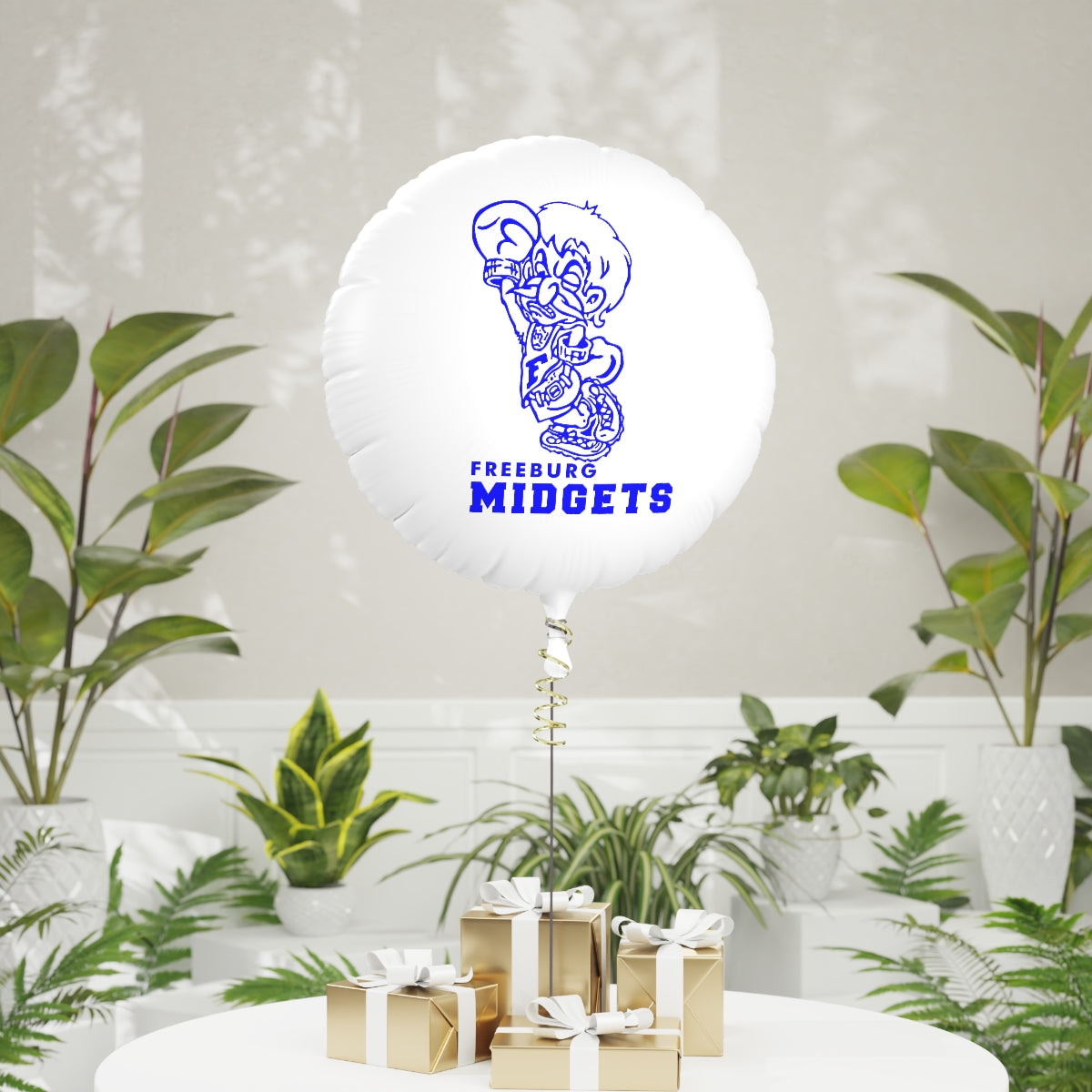 Freeburg Midget White Mylar Helium Balloon