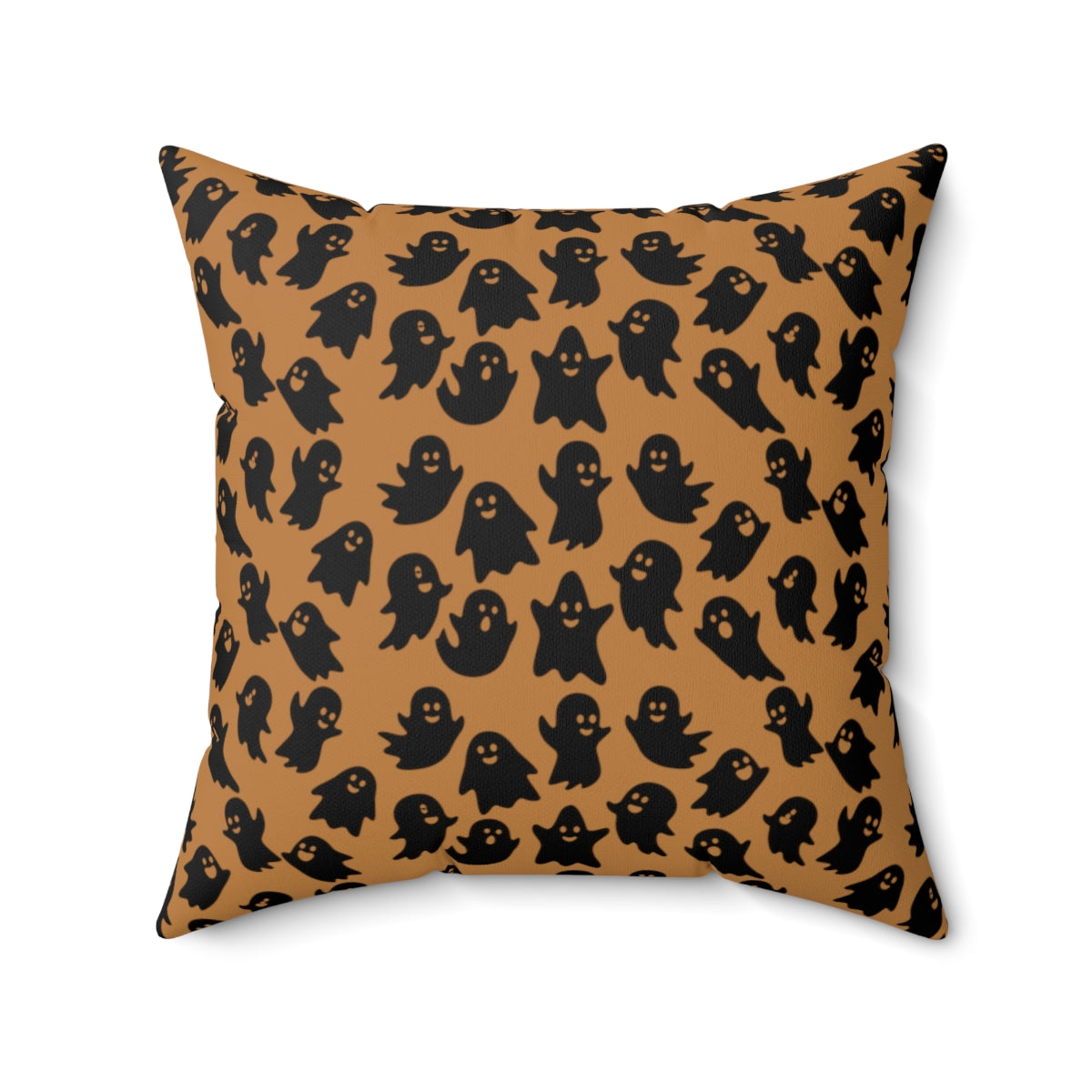 Light Brown Ghost Pattern Fall Halloween Spun Polyester Square Pillow