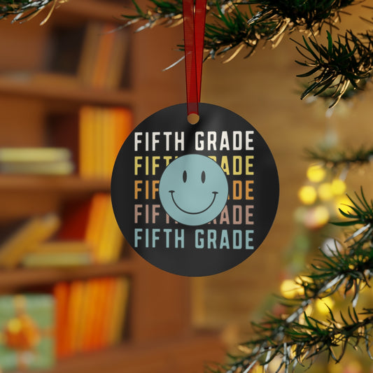 Fifth Grade Black Rustic Boho Metal Ornaments