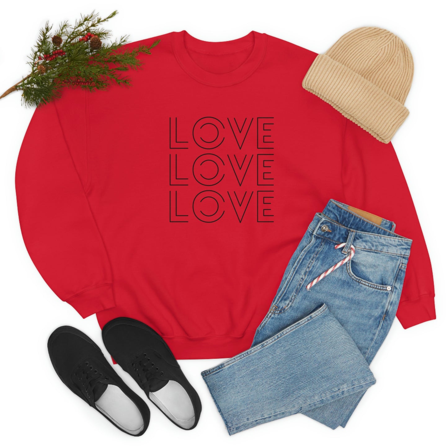 "Love Love Love" Black Print Unisex Heavy Blend™ Crewneck Sweatshirt